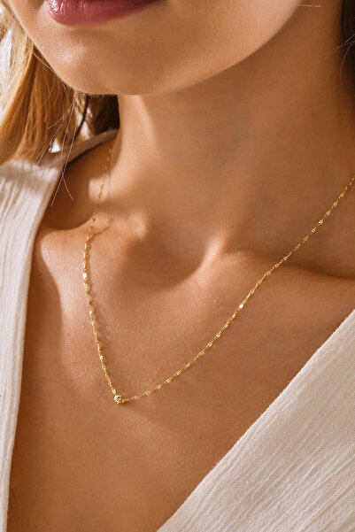 MOOM MÜCEVHERAT 14 Ayar Altın Dorika Toplu Aynalı Zincir Kolye