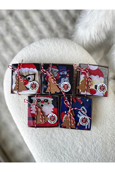 MEKİK BUTİK 5 Adet Noel-yılbaşı- Chrismas Çorap Seti - Unisex - Noel Çorabı