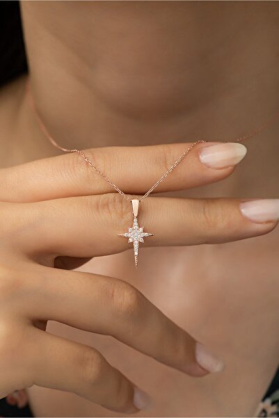 Nereze 925 Ayar Gümüş Minik Kutup Yıldızı Kolye Kadın Gümüş Kolye