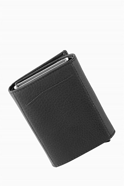 DAMY Genuine Leather Unisex Mechanism Wallet 626Mg - Black