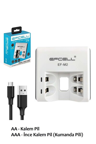 Vwin Pil Şarj Cihazı AA ve AAA (Kalem Pil - İnce Kalem Pil) Usb 2 Girişli Efc...