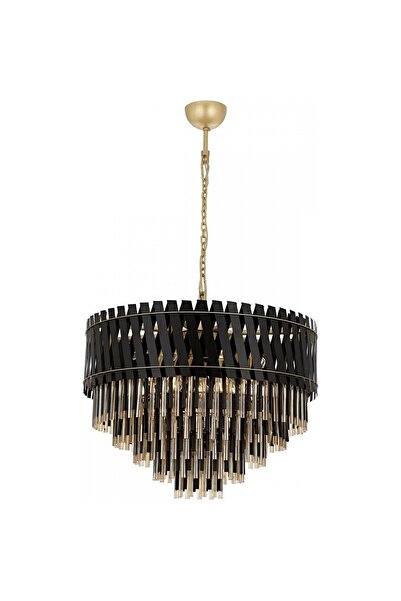 Avonni Av-60354-80bsy Siyah Boyalı Klasik Avize E27 Metal Cam 80cm