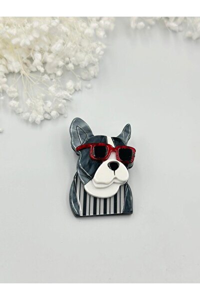 3D Dog Brooch with Glasses