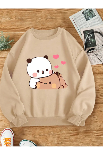 Karatopak 2-dijelni panda Štampano unisex Oversize kroj okrugla kragna dukserica