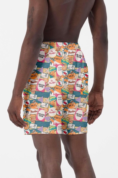 Remsa Mayo Білі чоловічі шорти - з малюнком басейну і моря, модель 028