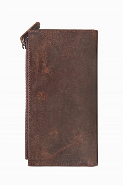 DAMY Genuine Leather Rfid Protected Hand Portfolio 860 - Brown
