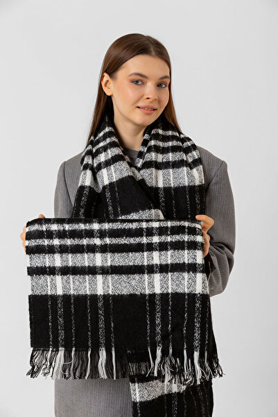 REMSA Букет з картатим візерунком, шаль на плечі 65X190 см 1250-02 Чорний