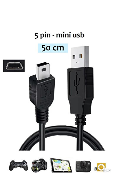 Vwin Mini Usb 5 Pin V3 Şarj ve Veri Aktarım Kablosu Usb 2.0 ( 50 Cm )