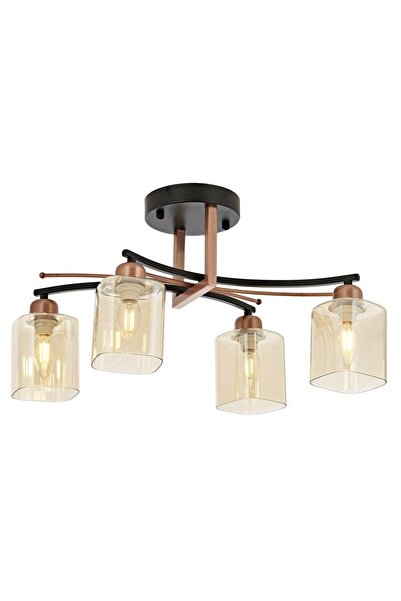 Avonni Ar-60356-4bsy Siyah Boyalı Klasik Avize E14 Metal Cam 58x0cm