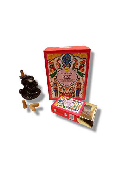 sree vani Rose (GÜL) Golden India Naturel Geri Akış Şelale Tütsü ( 10 Adet)