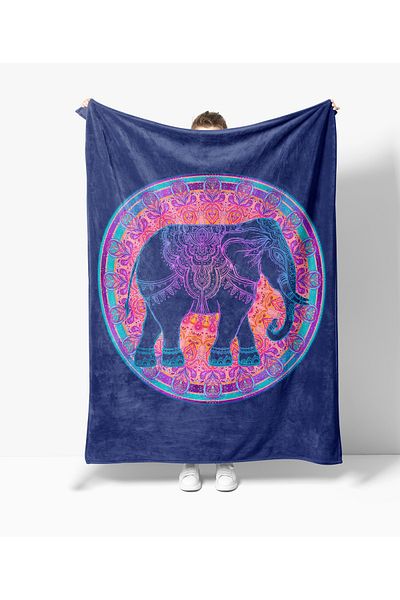 Erays Home Pătură TV din lână imprimată cu model elefant Erayshome
