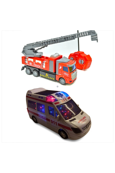 smilechild Uzaktan Kumandalı Oyuncak Itfaiye Aracı ve Sesli Ve Işıklı Çarp Dö...