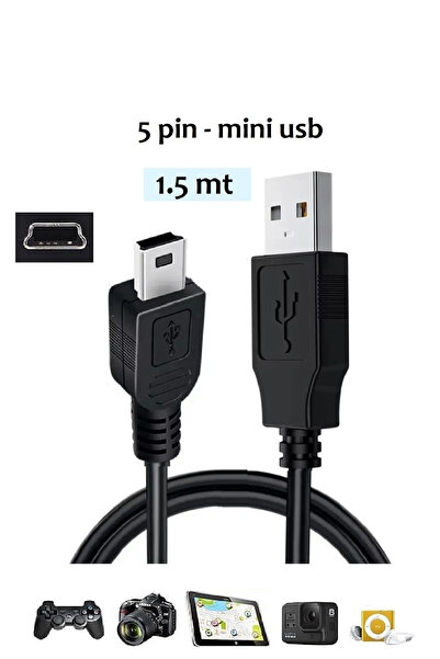 Vwin Mini Usb 5 Pin V3 Şarj ve Veri Aktarım Kablosu Usb 2.0 ( 1.5 Metre )