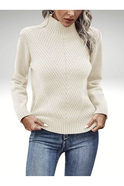 DRESSY CL Turtleneck Running Wick Patterned Basic Women's Knitwear High-Top Sweater