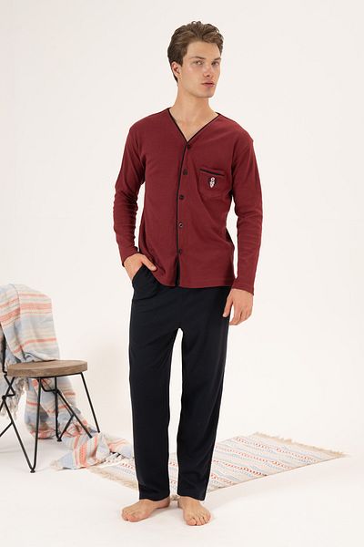 REMSA Men's Burgundy Interlock Pajama Set - 23410