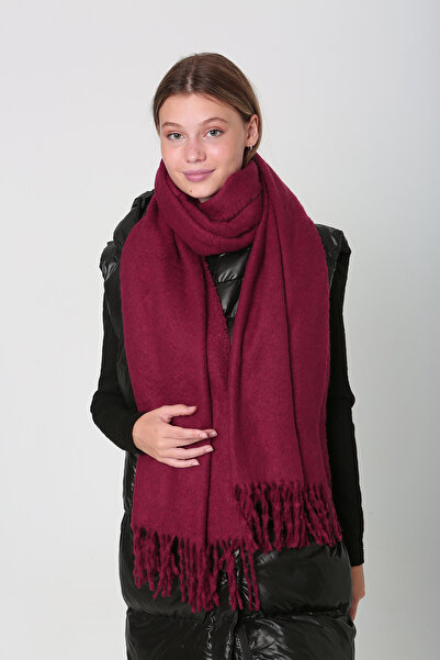 REMSA Σάλι μπορντό με φούντα Boucle - 40X210 cm, Μοντέλο 1257