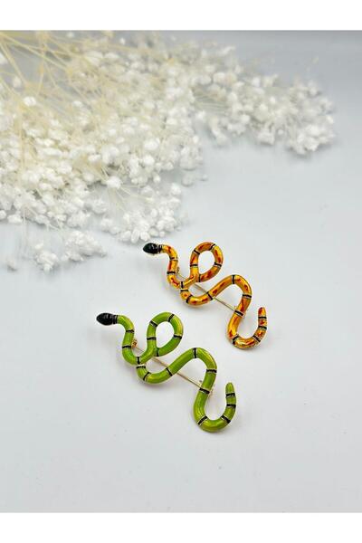 MyladyAccessoriess Renkli Yılan Broş Turuncu