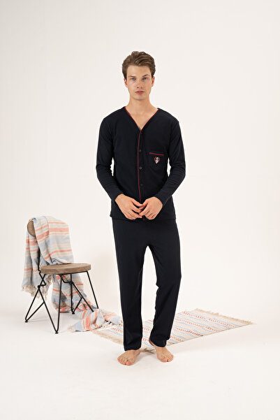 REMSA Navy Blue Men's Interlock Pajama Set - 23410