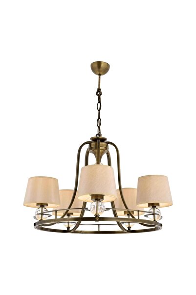 Avonni Av-1597-5es Eskitme Kaplama Modern Avize E27 Metal Cam Kumaş 65cm