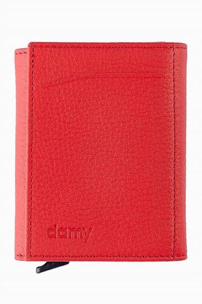 DAMY Genuine Leather Unisex Mechanismed Wallet 626mg - Red