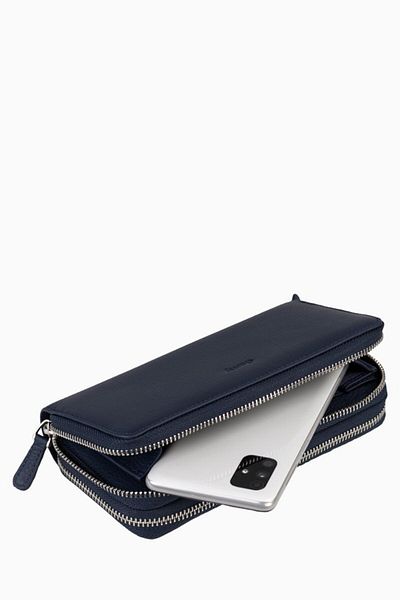 DAMY Genuine Leather Unisex Hand Portfolio 8265mg - Navy Blue