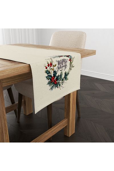 Filamente Christmas Patterned Digital Printed Runner - New Year 140X40 cm