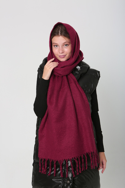 REMSA Σάλι μπορντό με φούντα Boucle - 40X210 cm, Μοντέλο 1257