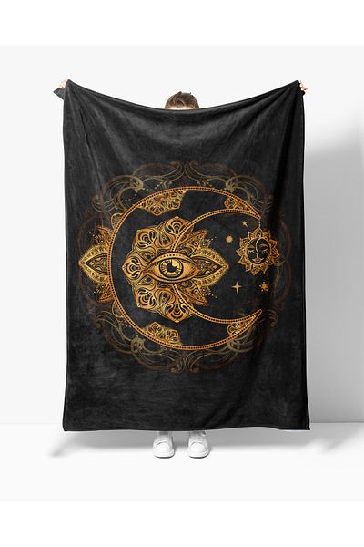 Erays Home Sky Moon Pattern Printed Fleece Tv Blanket