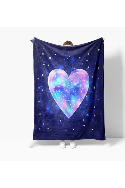 Erays Home Glittering Heart Pattern Printed Fleece Blanket Tv Blanket