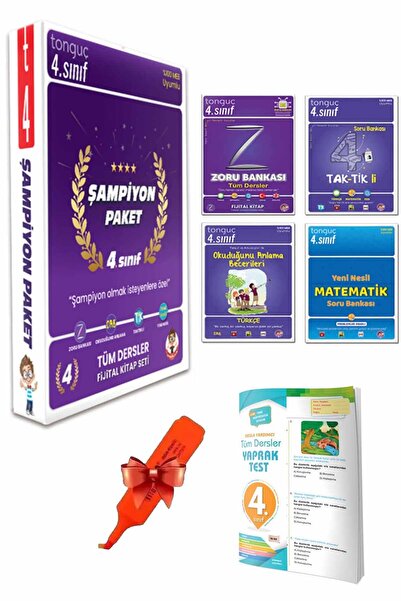 Tonguç Yayınları 4. Sınıf Şampiyon Paketi (4 KİTAP) Ve Tüm Dersler Yaprak Tes...