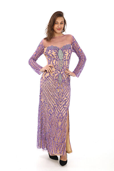 GATSBYLADY LONDON SHINE - EL İŞLEMELİ , TAŞEL DETAYLI ELBİSE