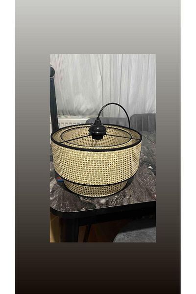 OSC HOME AYDINLATMA TASARIM Chandelier Wicker Rattan Double Deck - Hazeran Living Room Kitchen Room