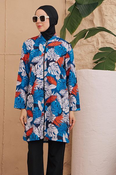 REMSA Patterned Hijab Swimsuit - Parachute Full Covered, Woven 2224-567