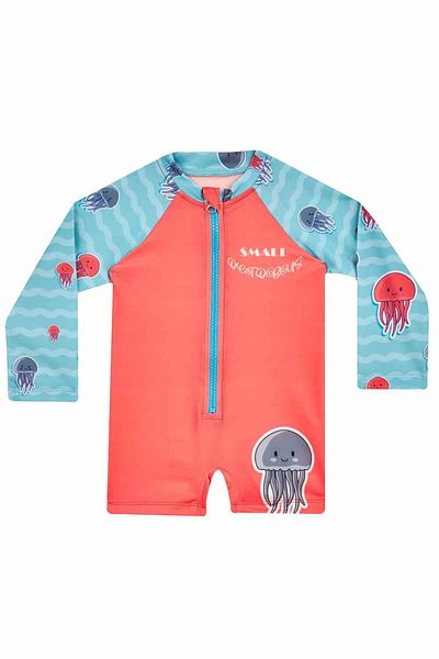 Remsa Mayo BabY Swimsuit with Long Sleeve Jumpsuit and Shorts - Garen 5532 Mercan
