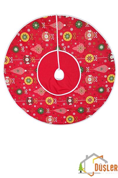 DÜŞLER EV TEKSTİLİ Yılbaşı Hediye Fiyonk Ayak Halısı, Yılbaşı Ağacı Altı Örtüsü, Çam Ağacı Eteği Yıkanabilir Cırtlı