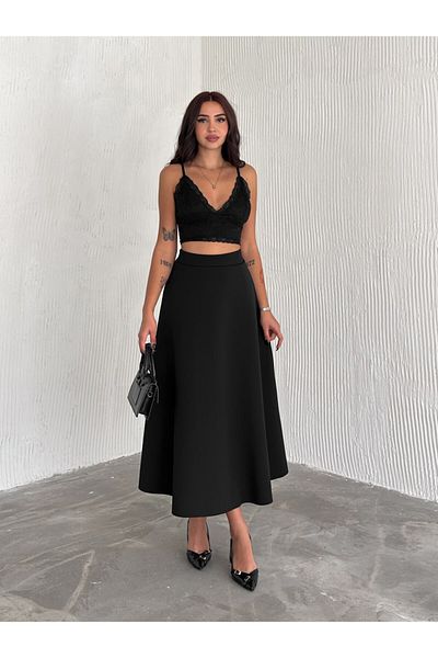 winmoda SCUBA ΜΑΣΙΦ ΜΑΥΡΟ ΜΑΞΙ ΜΕΓΕΘΟΣ / ΦΟΥΣΤΑ ΜΑΚΡΥ ΣΧΕΔΙΟ / ΨΗΛΟΜΕΣΗ ΜΑΚΡΥ ΦΟΥΣΤΑ