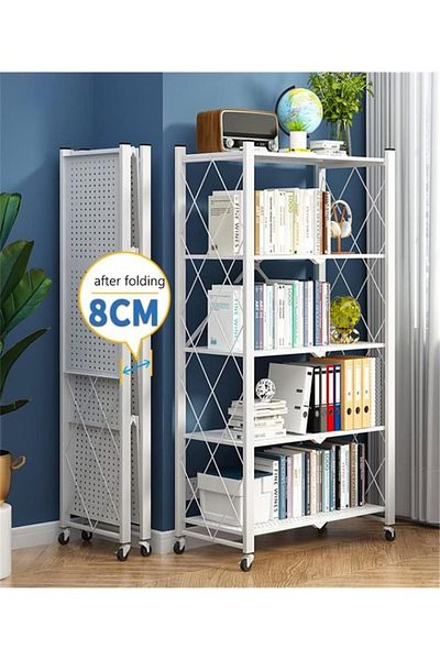 Taimi 5-tier Moveable 163x40x72 Foldable Storage Shelves White