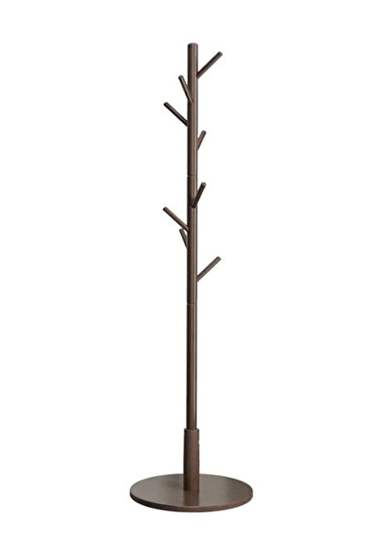 Taimi Sturdy Floor-Standing Coat Rack, Tree-Shaped, Round Base, Walnut Color