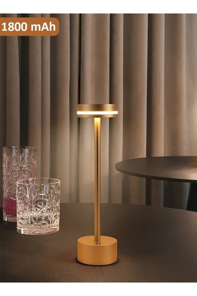 Taimi Slim Angle Wireless LED Table Lamp, Aluminum Shade, 1800mAh Battery, Gold