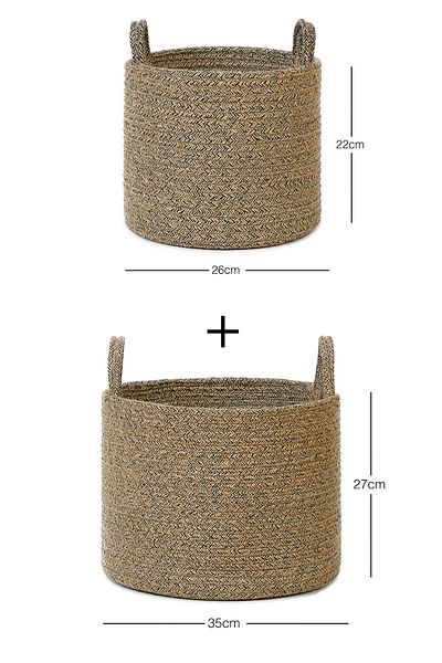 Ocean Home Textile 2-частичен черен полар гардероб, вътрешен органайзер за играчки за пране, кошница за съхранение от ютено въже