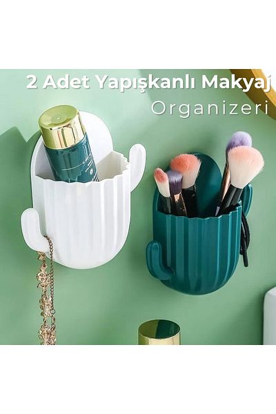 ARVALE 2 τεμάχια αυτοκόλλητη θήκη οδοντόβουρτσας σε σχήμα κάκτου, μίνι θήκη για στυλό, μπρελόκ |   Οργανωτής μακιγιάζ