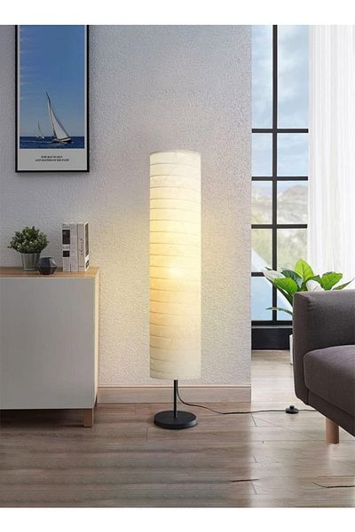 Taimi Stand Lamp for Living Room with Lamp Shade Beige Floor Lamps for Bedroom 115cm Height