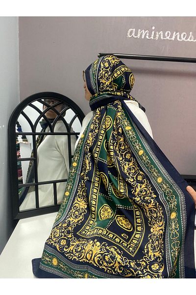 AMİNENESİL Cardion Premiumm Ammoniase Shawl - Σμαραγδένιο Navy Blue Χρώμα