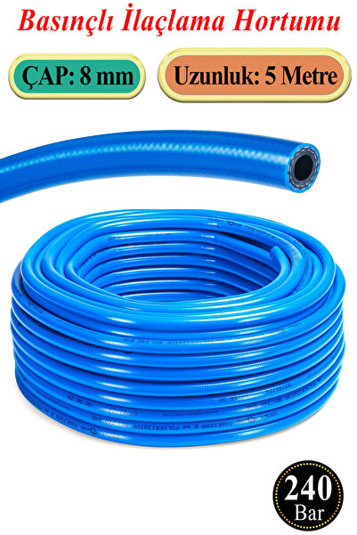 Badem10 Basınçlı İlaçlama Hortumu 240 Bar 8 mm 5 Metre Ağaç Bitki Yaprak Sebz...
