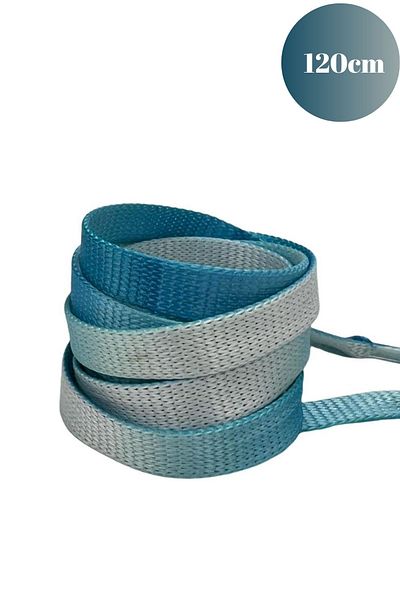 Mag Shoes Care Blue - White Transitional Ironed Sports Shoelaces. 120cm. 1 Pair. 2 Pieces.