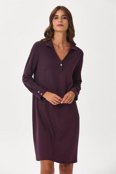 İKİLER Polo Yaka Uzun Kol Elbise 245-2500