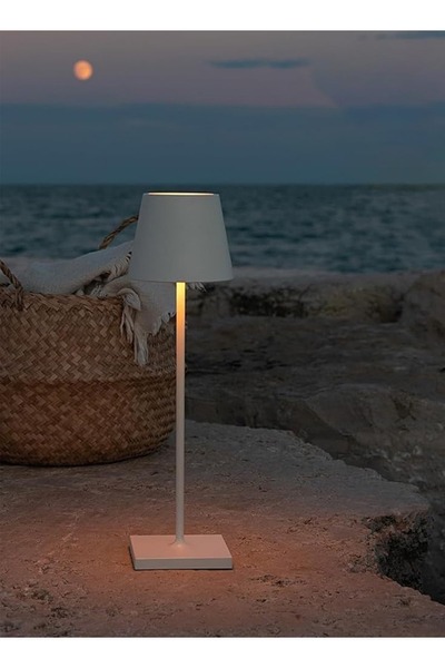 Taimi Wireless Table Lamp, Rechargeable 1800mAh, Metal, Portable, 2-Level Night Lighting White