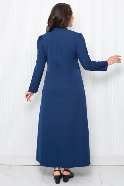 SUBU TASARIM Βραδινό φόρεμα Navy Blue - Stone Print Detail, TBS948