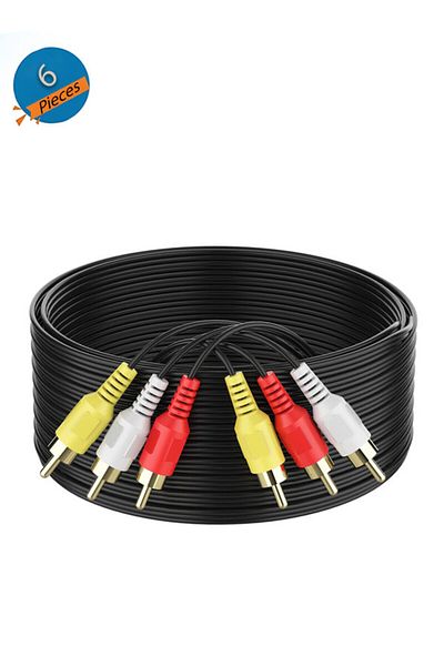 Taimi 6 Pin 3 RCA/M-3 Rca/M ts TCV3303N N/Plated Audio Video RCA Cable pack of 6