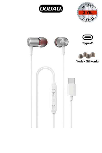 DUDAO X1 Prot - Kulak Içi Kablolu Kulaklık Type-c Girişli Silikonlu Beyaz